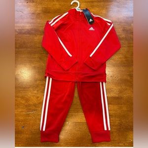 Adidas kids,two piece set,red hoodie and sweatpants size 5